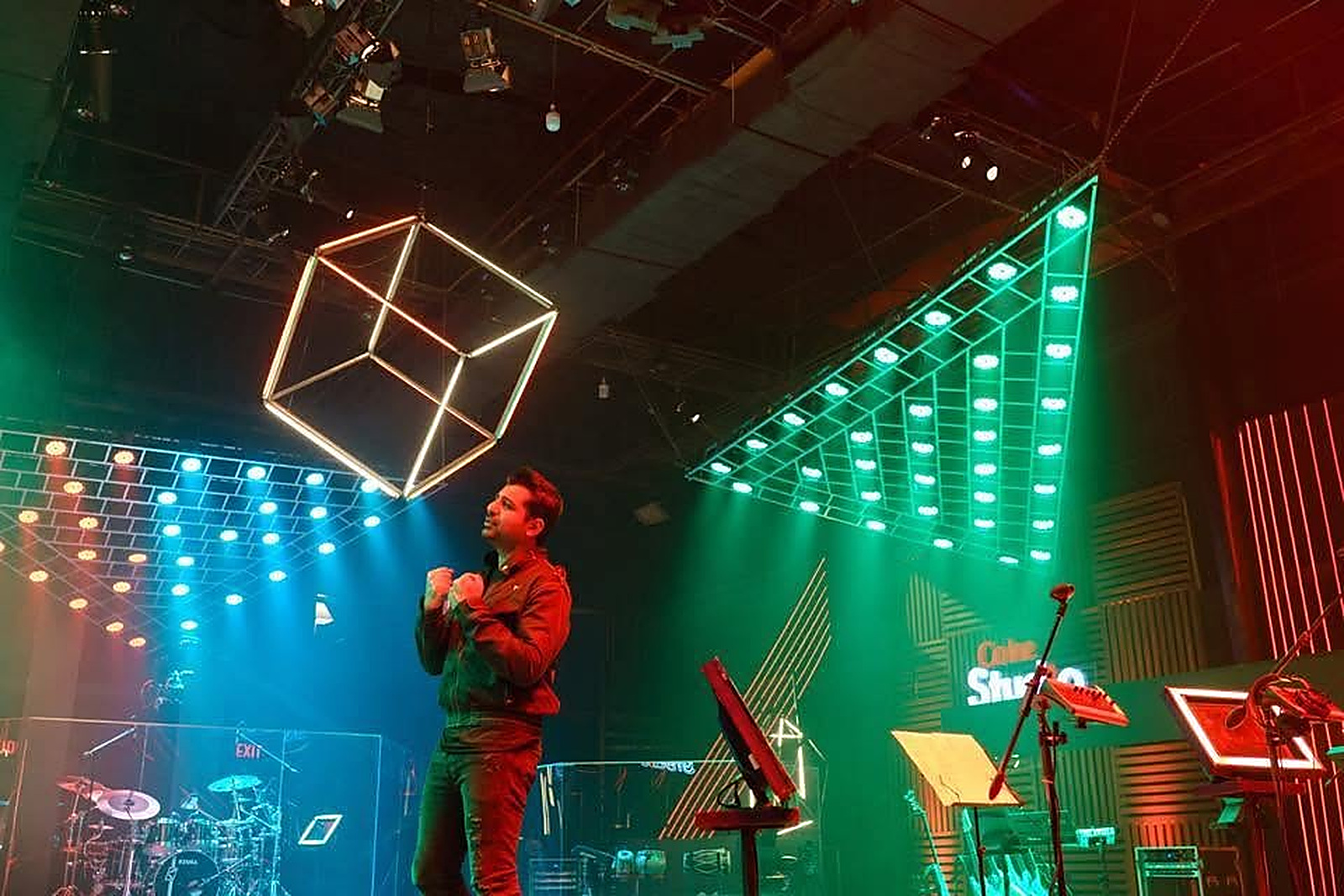 The Coke Studio floor, lit