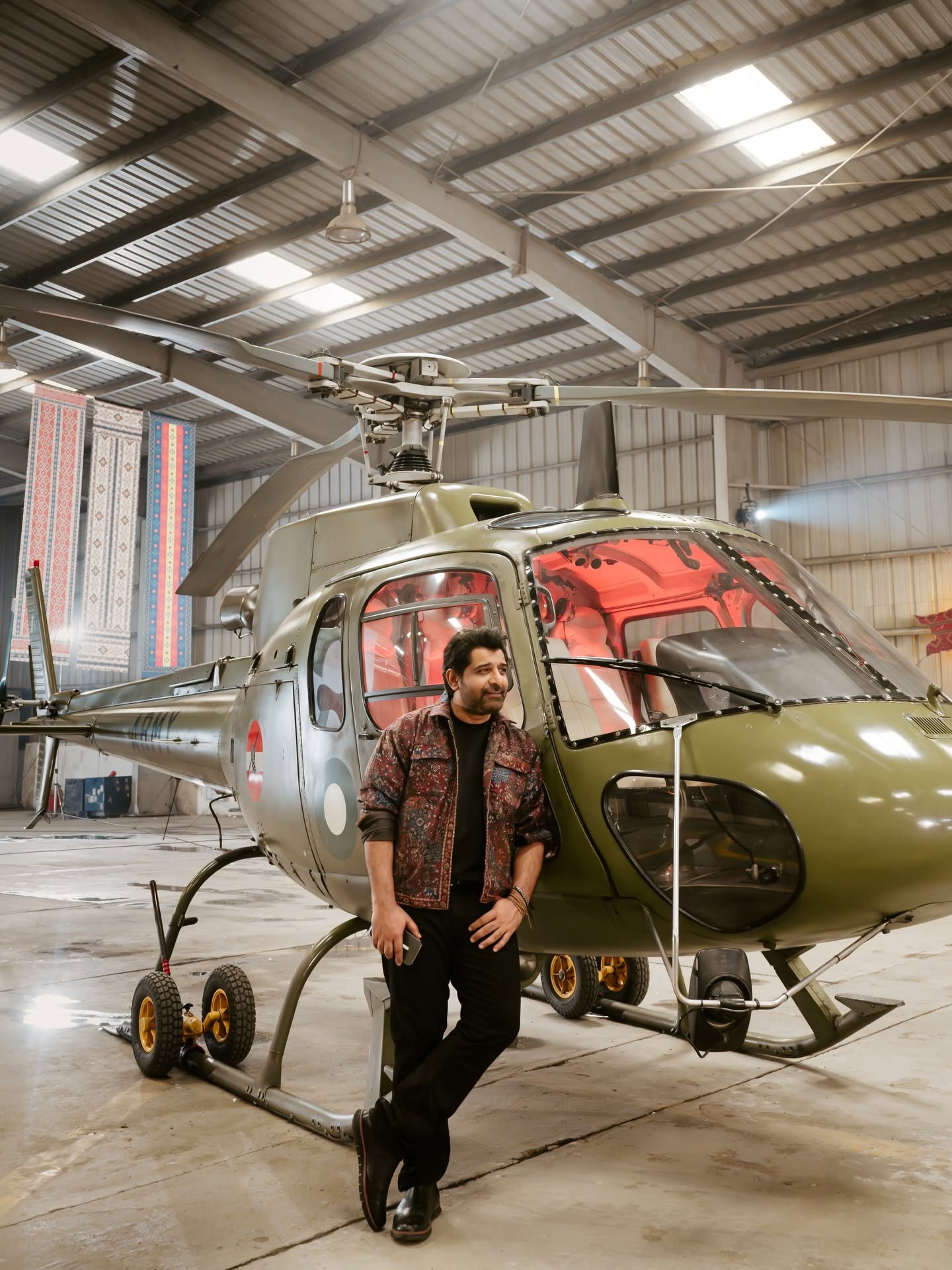 Shuja Haider in an army hangar